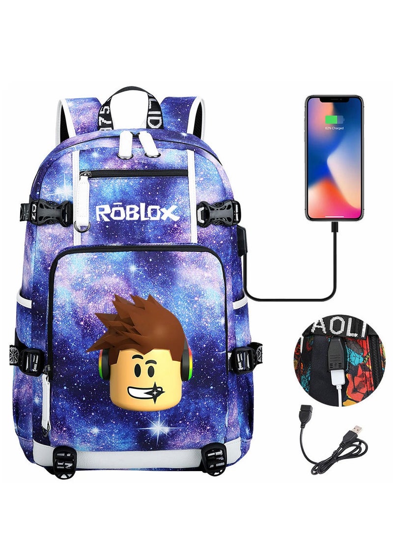 روبلوكس مجموعة حقيبة ظهر بقفل كلمة مرور USB هزلية مكونة من ثلاث قطع