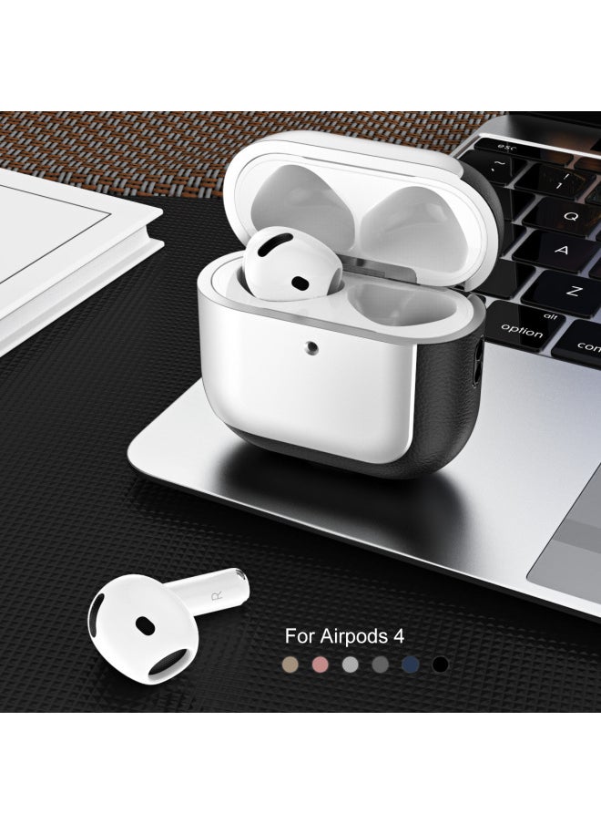 Generic - For Apple AirPods 4 Bluetooth Protective Case Pro2 Litchi Pattern Business Drop-resistant Earphone Case Soft 6 Generation-Color:Gray-Applicable Models:Airpods 4 Standard Version Without Sound Hole At The Bottom - Image 1