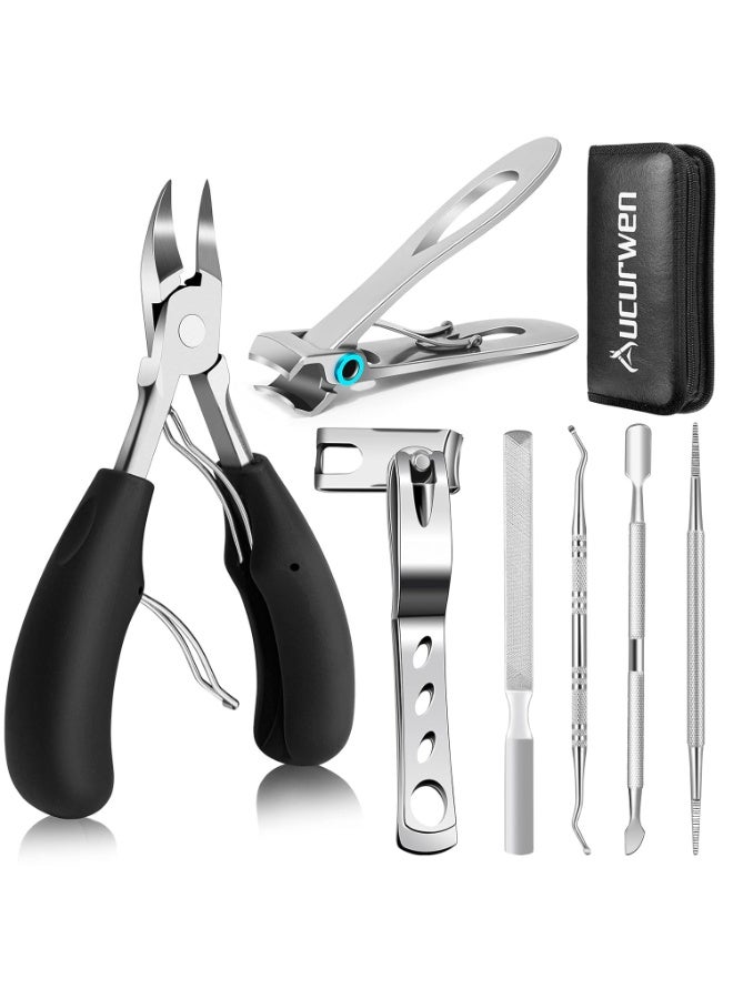 general Toenail Clippers for Seniors Thick Toenails, Aucurwen Heavy Duty Toe Nail Clippers Adult Thick Nails Long Handle, Large Toenail Clippers for Thick Nails 7Pcs - Image 1