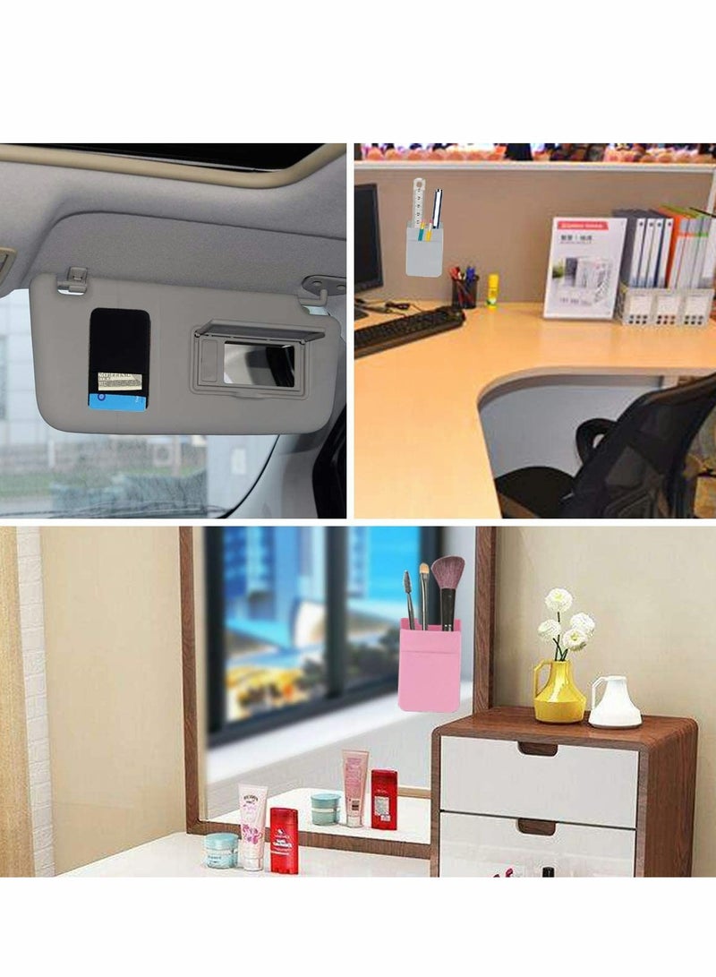 Excefore Phone Card Holder, Cell Wallet Stretchy Double Lycra Holder for Back of Stick on ID Credit Card, Business Pocket Sleeve All Smartphones, Black Pink - Image 3