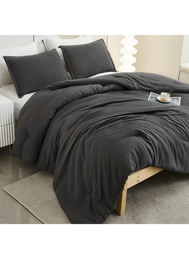 Litanika Litanika Grey Comforter King Size Set  Dark Gray Lightweight Plain Bedding Comforters Sets  All Season Fluffy Bed Set (104x90In Comforter & 2 Pillowcases)  - Image 2