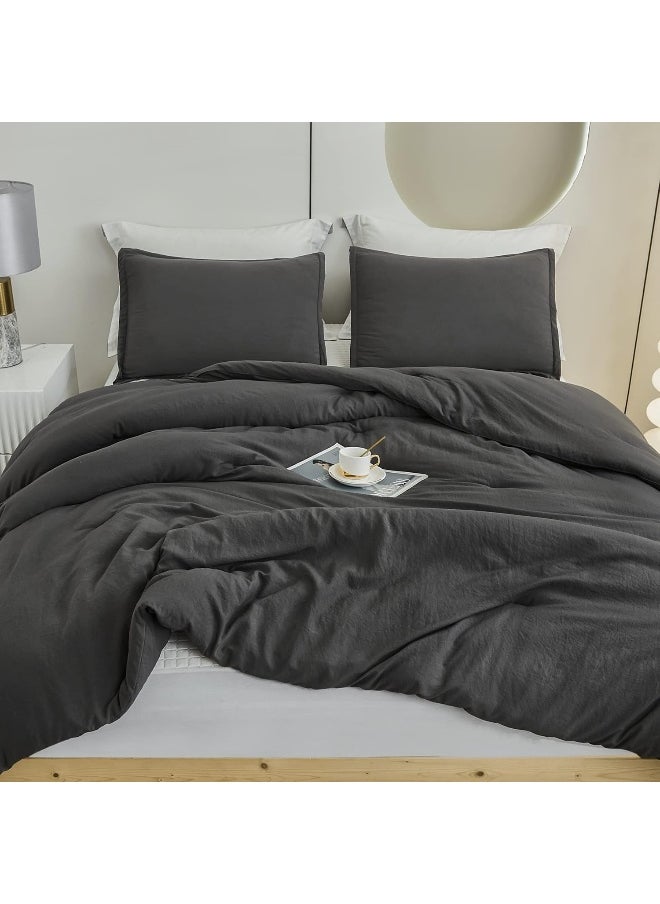 Litanika Litanika Grey Comforter King Size Set  Dark Gray Lightweight Plain Bedding Comforters Sets  All Season Fluffy Bed Set (104x90In Comforter & 2 Pillowcases)  - Image 3