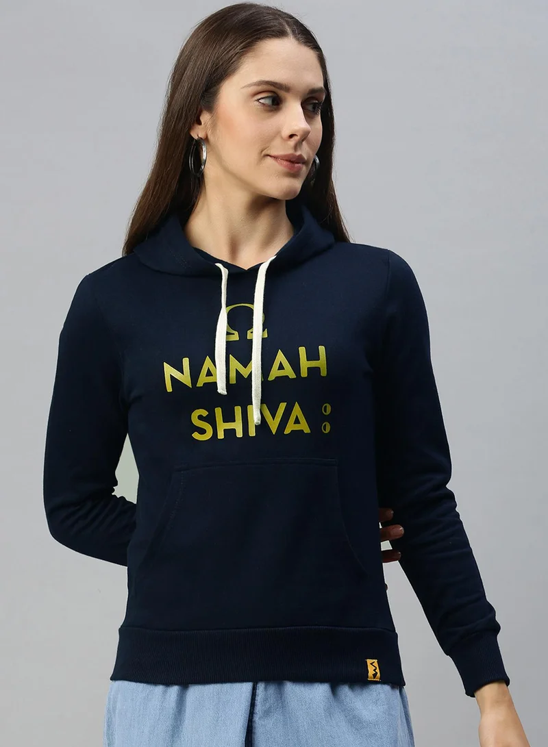 كامبوس سوترا هودي نسائي مطبوع عليه ناماه شيفا أزرق داكن