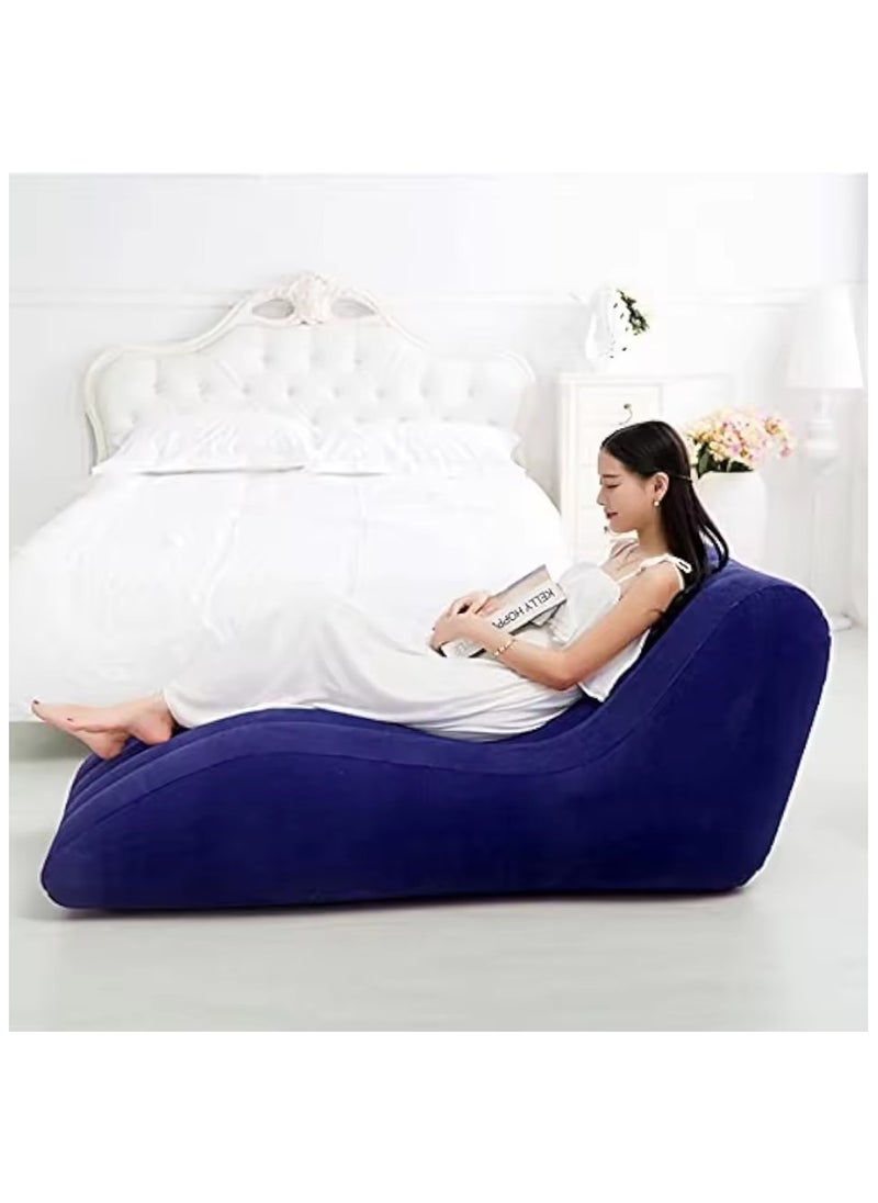 جاجيك Folding Portable Inflatable Recliner Sofa – S-Type Lazy Flocking Lounge Chair with Foot Air Pump for Indoor Living Room & Outdoor Balcony - Image 4