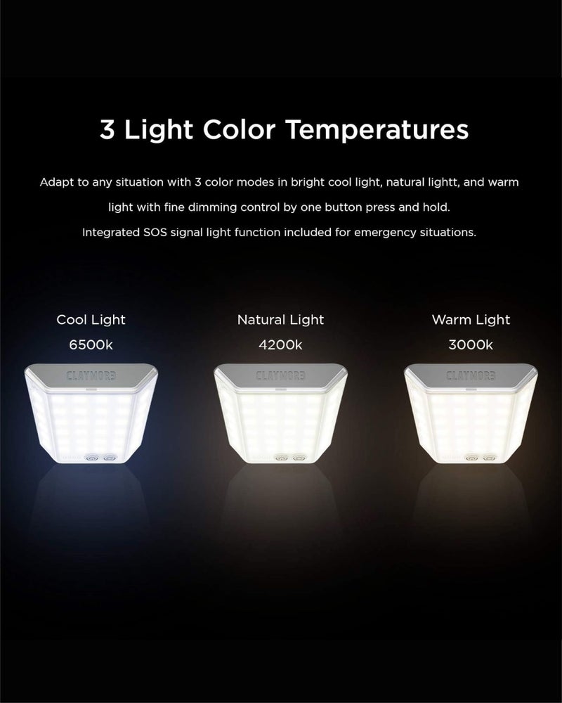CLAYMORE 3Face Mini (Moss Green) - Lightweight and Portable LED Area Light for Outdoors, Camping, Tent, Emergency, and Industrial Use. Rechargeable Lantern with USB-C, Up to 60 Hours Battery Life. - Image 4