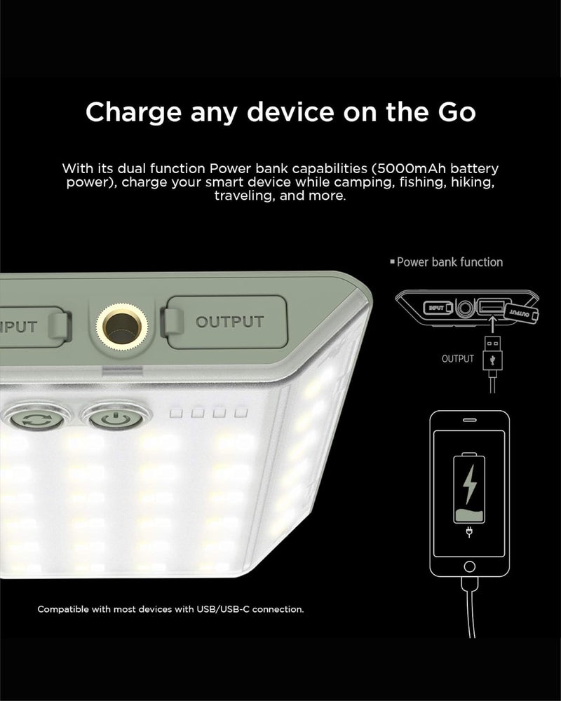 CLAYMORE 3Face Mini (Moss Green) - Lightweight and Portable LED Area Light for Outdoors, Camping, Tent, Emergency, and Industrial Use. Rechargeable Lantern with USB-C, Up to 60 Hours Battery Life. - Image 5