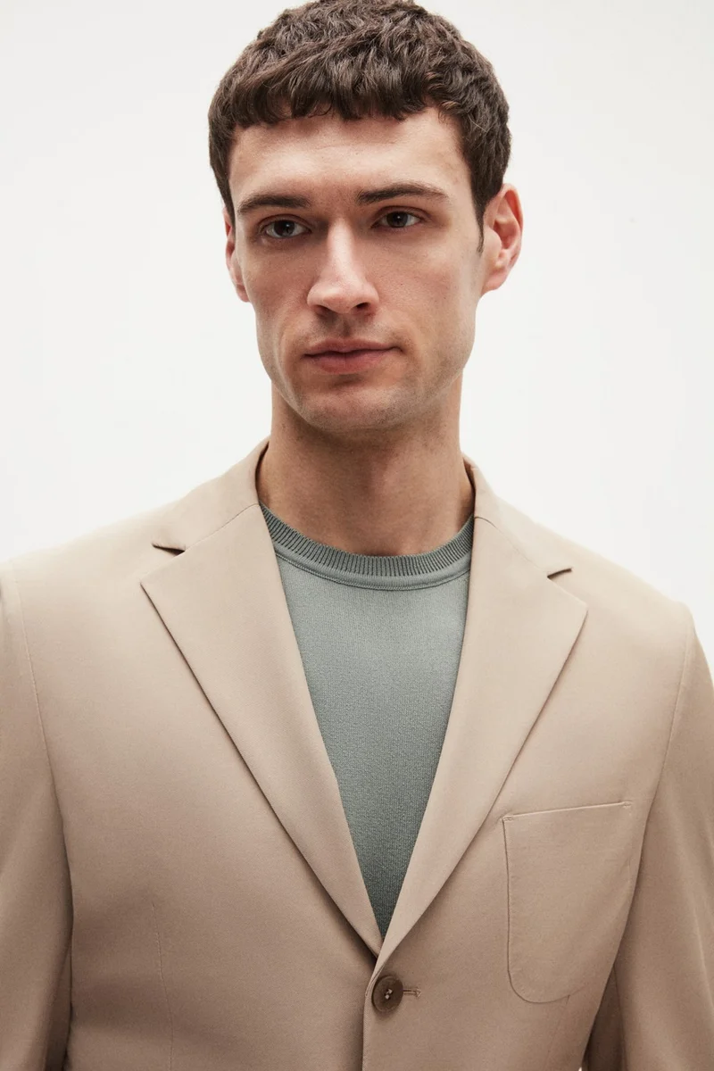 D'S DAMAT Ds Damat Slim Fit Beige Diagonal Fabric Jacket