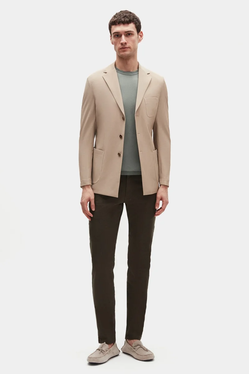 D'S DAMAT Ds Damat Slim Fit Beige Diagonal Fabric Jacket