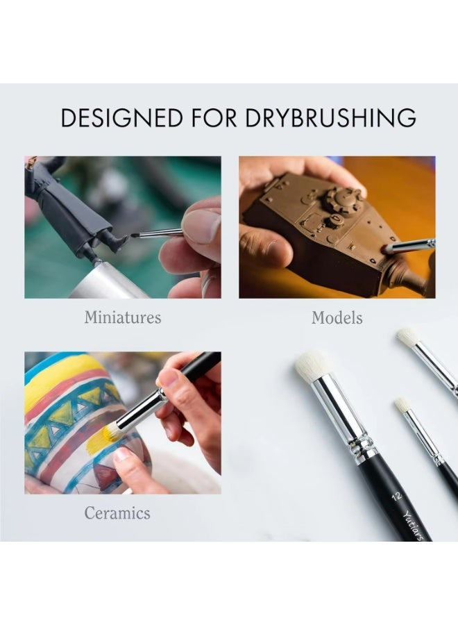 Professional Dry Brush Set for Models, Miniatures and Ceramics, 12 Piece Detail Paint Brushes - Image 3