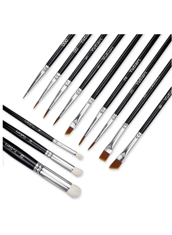 Professional Dry Brush Set for Models, Miniatures and Ceramics, 12 Piece Detail Paint Brushes - Image 1