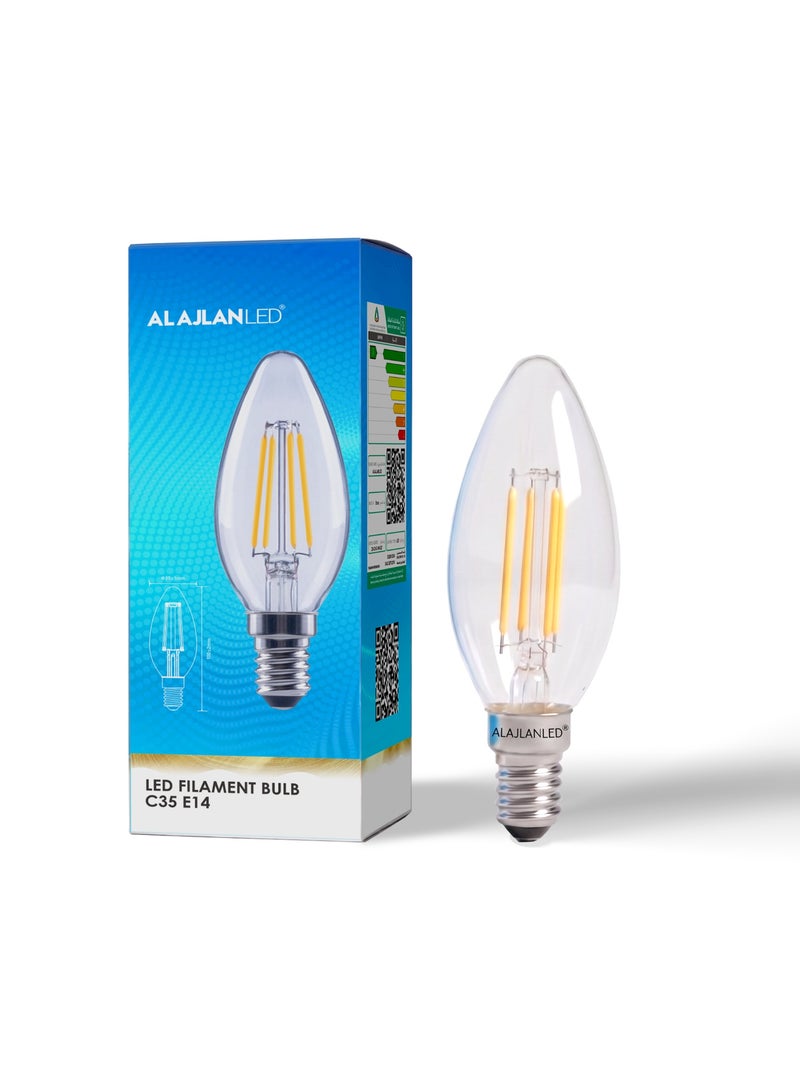 ALAJLAN LED LED Filament Bulb E14 4W 2700K CRI 90 Warm White - 12 Pieces Pack - Image 3