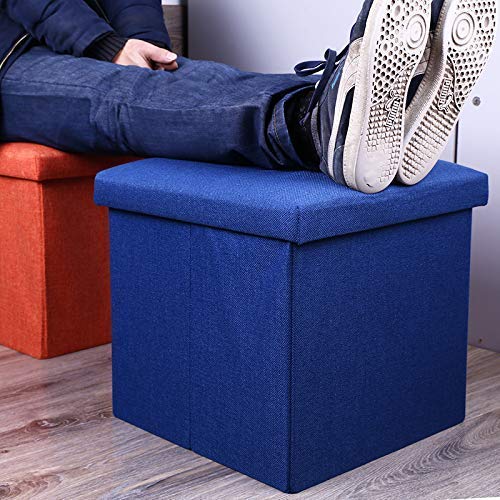 ASUVI Cube Shape Storage Chair Foot Rest Ottoman Bench Solution Stool for Home Storage Organization with Cushion Seat Lid 1 Pack - Image 4