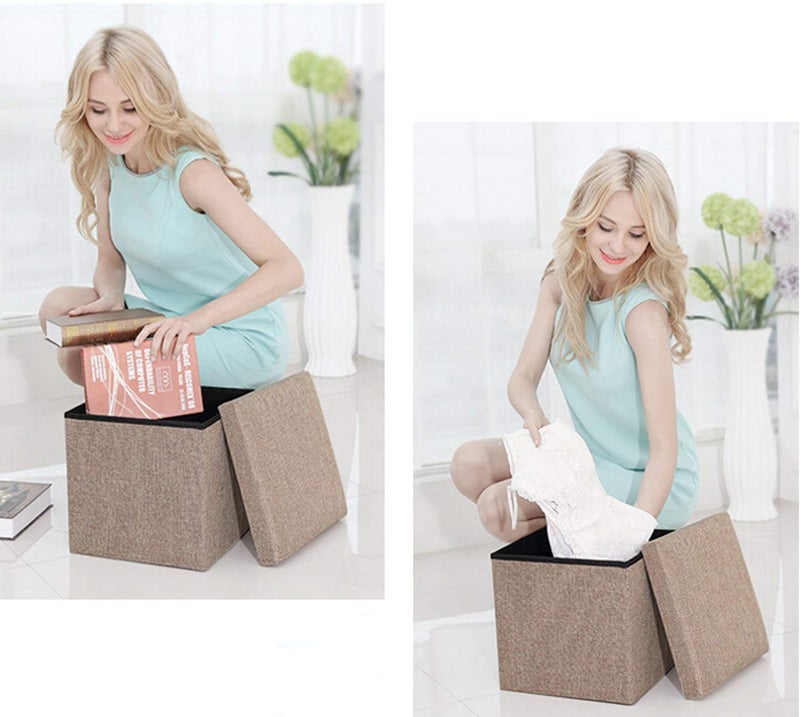 ASUVI Cube Shape Storage Chair Foot Rest Ottoman Bench Solution Stool for Home Storage Organization with Cushion Seat Lid 1 Pack - Image 5