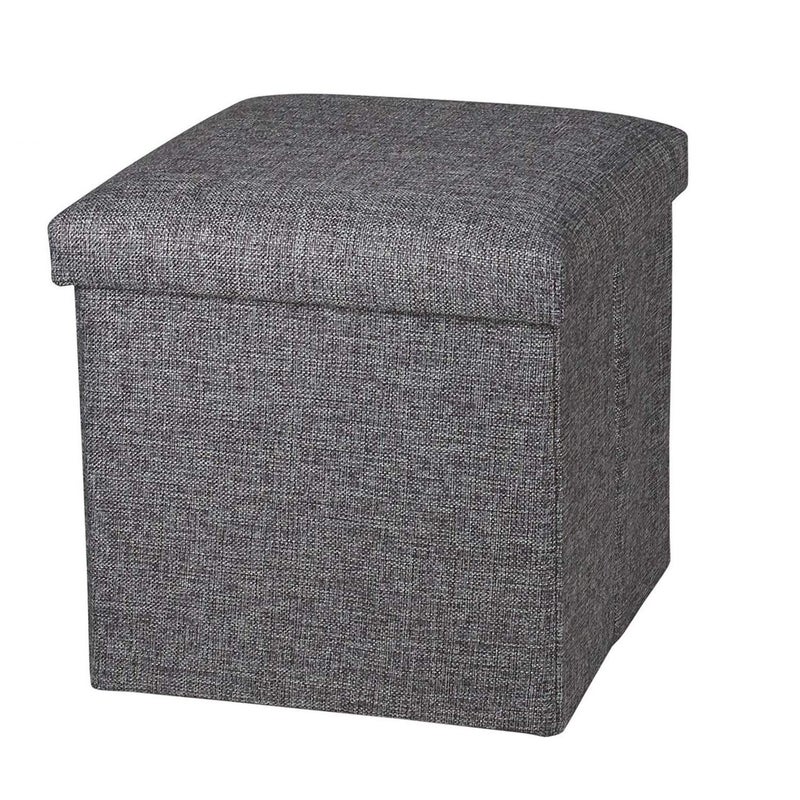 ASUVI Cube Shape Storage Chair Foot Rest Ottoman Bench Solution Stool for Home Storage Organization with Cushion Seat Lid 1 Pack - Image 1