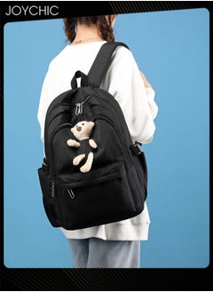 Joychic Solid Pattern Lovely Student Backpack Simple Daypack  Large Capacity Bookbag with Adjustable Shoulder Straps for Middle High Students Black  - Image 2