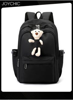 Joychic Solid Pattern Lovely Student Backpack Simple Daypack  Large Capacity Bookbag with Adjustable Shoulder Straps for Middle High Students Black  - Image 3