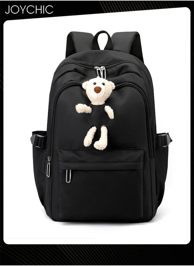 Joychic - Solid Pattern Lovely Student Backpack Simple Daypack  Large Capacity Bookbag with Adjustable Shoulder Straps for Middle High Students Black - Image 1