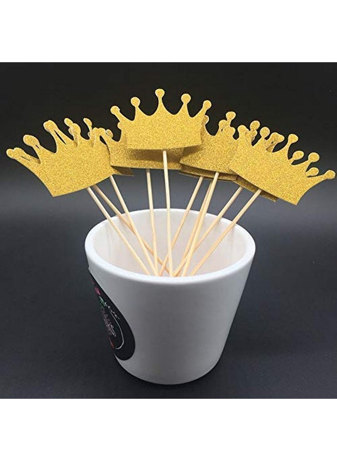 Confetti - Confetti! Crown Cupcake Cake Toppers Gold Glitter,20 Pcs Cake Decoration for First Birthday, Birthday Party,Baby Shower Wedding Food Decor and Cupcake Party Picks - Image 1
