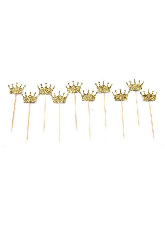 Confetti - Confetti! Crown Cupcake Cake Toppers Gold Glitter,20 Pcs Cake Decoration for First Birthday, Birthday Party,Baby Shower Wedding Food Decor and Cupcake Party Picks - Image 1