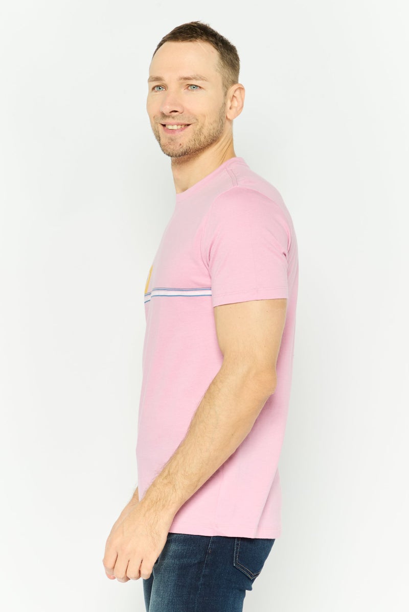 GAP Men Crew Neck Short Sleeve Graphic Print T Shirt, Light Pink Combo - Image 2
