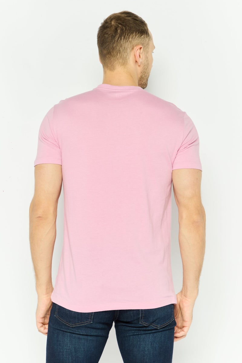 GAP Men Crew Neck Short Sleeve Graphic Print T Shirt, Light Pink Combo - Image 4