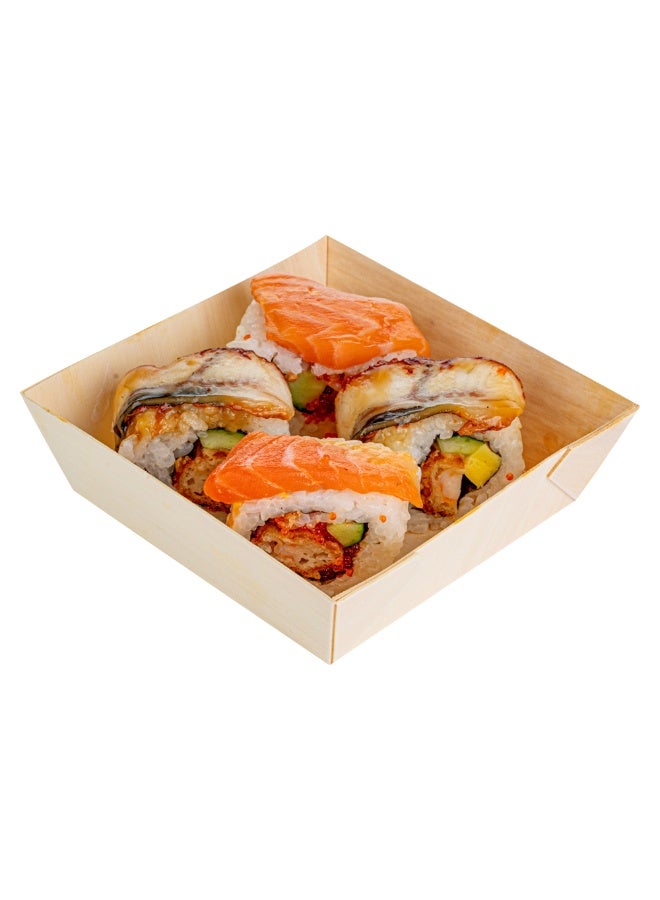 Restaurantware Taipei 14 Ounce Food Containers, 100 Square Wooden Bento Boxes - Lids Sold Separately, Grease Impermeable, Poplar To Go Boxes, Disposable, Serve Noodles, Dumplings, And More - Image 2