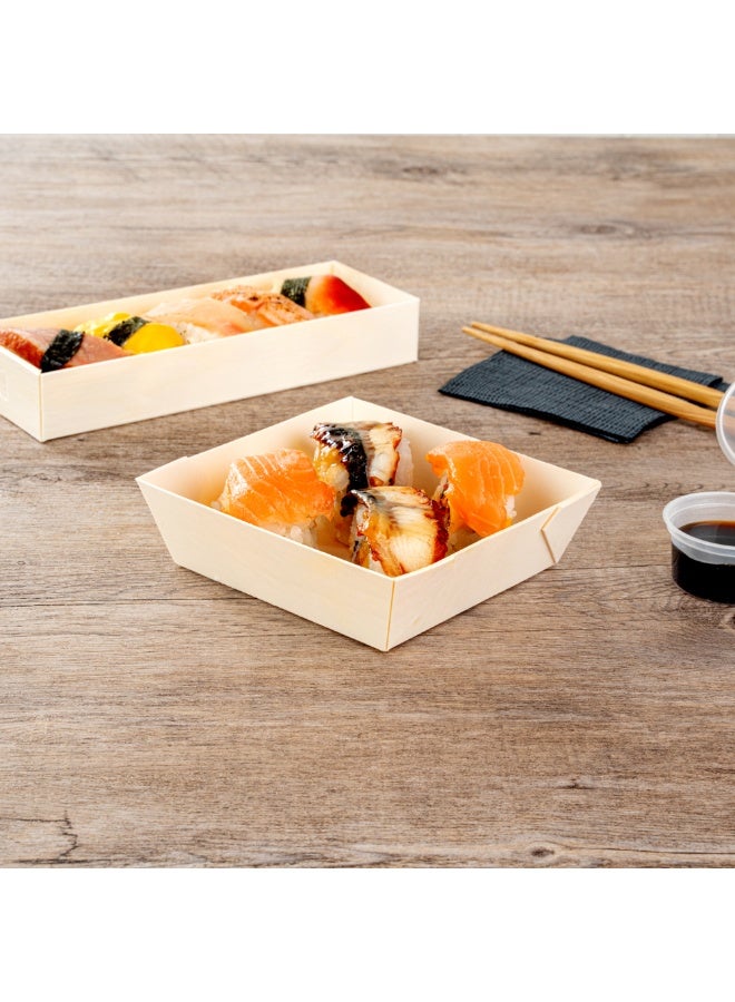 Restaurantware Taipei 14 Ounce Food Containers, 100 Square Wooden Bento Boxes - Lids Sold Separately, Grease Impermeable, Poplar To Go Boxes, Disposable, Serve Noodles, Dumplings, And More - Image 3