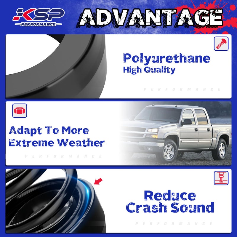 KSP PERFORMANCE KSP Lift Kits Set for 1999-2006 Silverado Sierra 1500, 3"Front and 2" Rear Leveling Kit Compatible With Che-vy GMC 2WD Truck, Whole Kits Include Front Lift Spacer Rear Lift Block and Extended U Bolts - Image 3