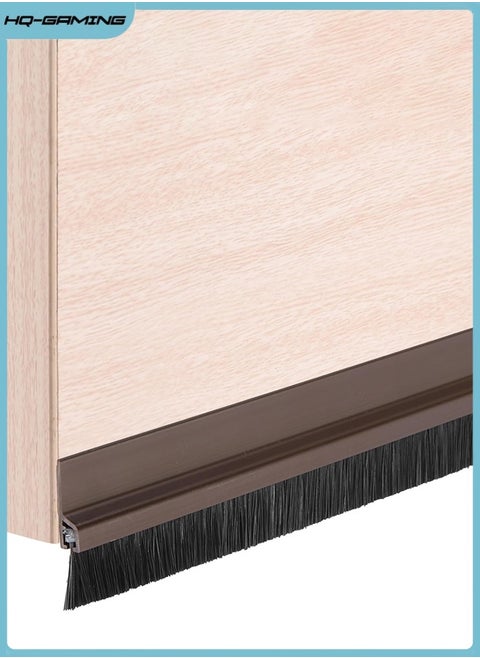 Door Draft Stopper Adhesive Door Weather Stripping Door Bottom Seal Strip Under Door Sweep with Brush for Cold Insulation Dust Noise Blocker Door Brush Bottom Sweep Weatherproofing Solution for Gaps (Brown)