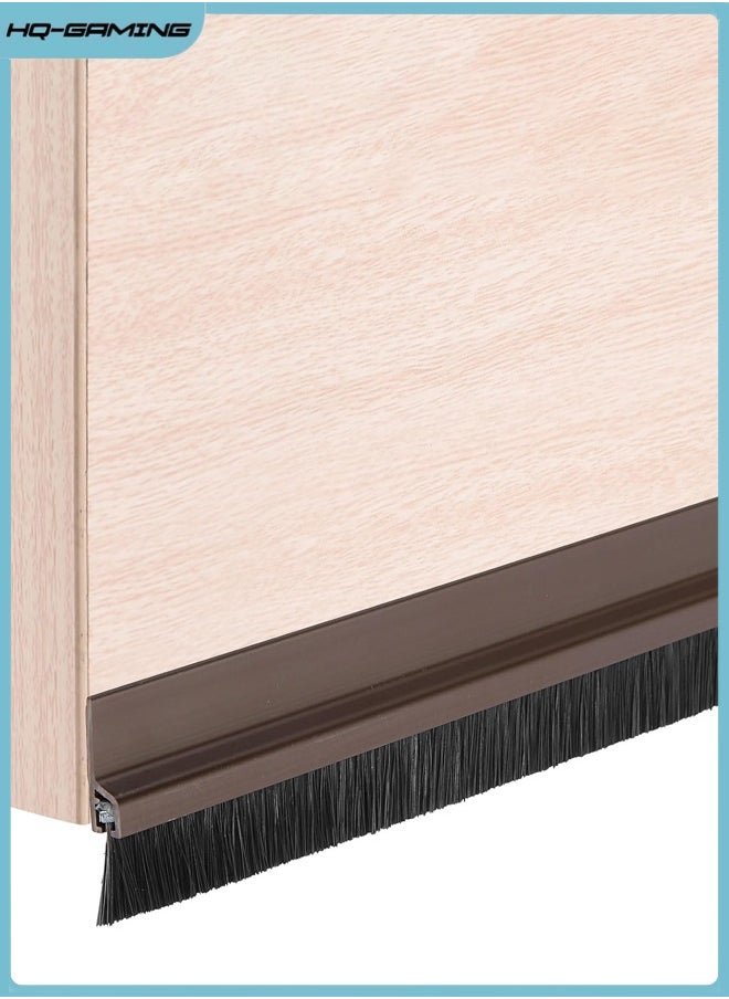 HQ-GAMING - Door Draft Stopper Adhesive Door Weather Stripping Door Bottom Seal Strip Under Door Sweep with Brush for Cold Insulation Dust Noise Blocker Door Brush Bottom Sweep Weatherproofing Solution for Gaps (Brown) - Image 1