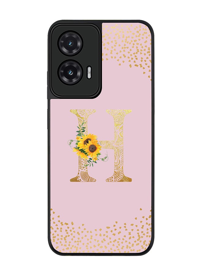 For Motorola Moto G35 Case,Slim fit Camera Protection, Shockproof Thin Phone cover  - Custom Floral Monogram - H  (Pink )
