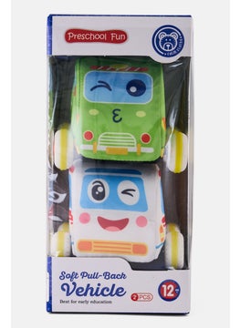 2 Pcs Soft Pull Back Vehicle, Multicolor