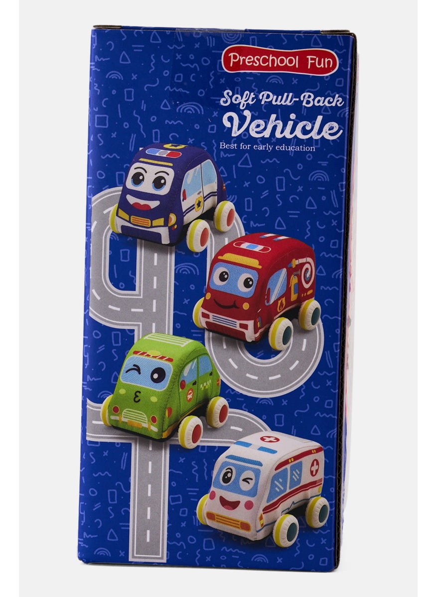 Preschool Fun - 2 Pcs Soft Pull Back Vehicle, Multicolor - Image 1