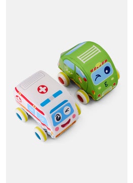 Preschool Fun 2 Pcs Soft Pull Back Vehicle, Multicolor  - Image 2