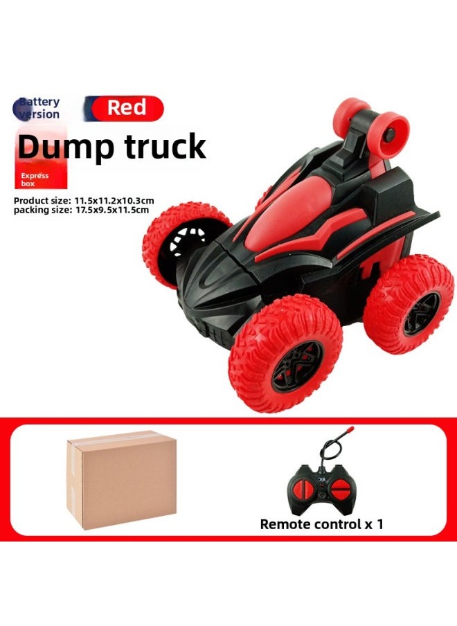 Generic Remote Control Car Children's Gifts Toy Car Four-way Boy Remote Control Sports Car Racing Car Stall Generation-Color:[Four-way-Battery Edition] Red-Tipper Stunt Car TJ2039 (Express Box) 244g  - Image 1