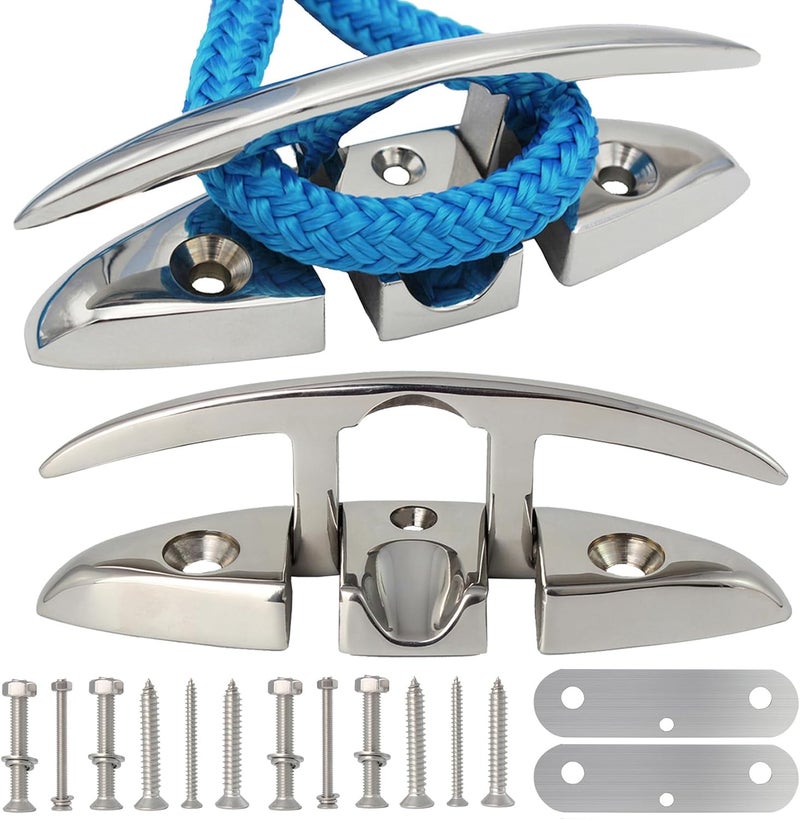 VEITHI 316 Stainless Steel Boat Folding Cleats Boat Dock Cleats 5/6/8.5 inch, Flip up Dock Cleat for Deck and Boat, Dock Cleats Folding Cleat Rope Cleat Boat Cleats with Fasteners (1,2,4,6 Pack) - Image 1