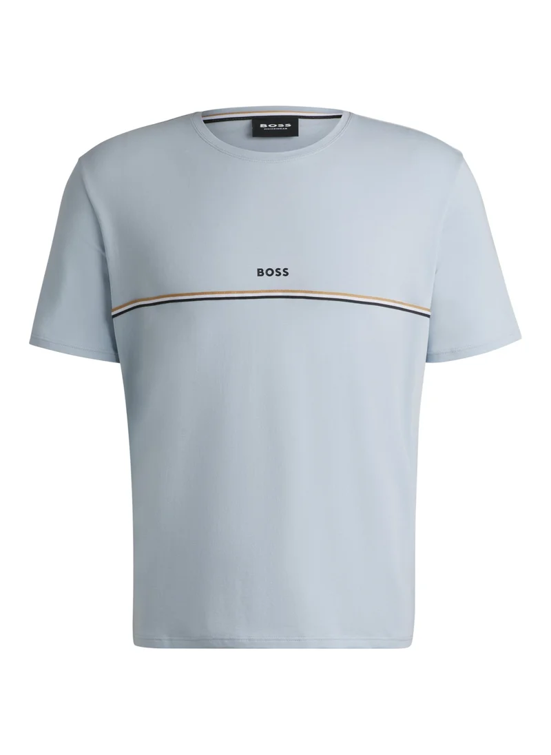 BOSS Stretch-cotton pyjama T-shirt with logo print