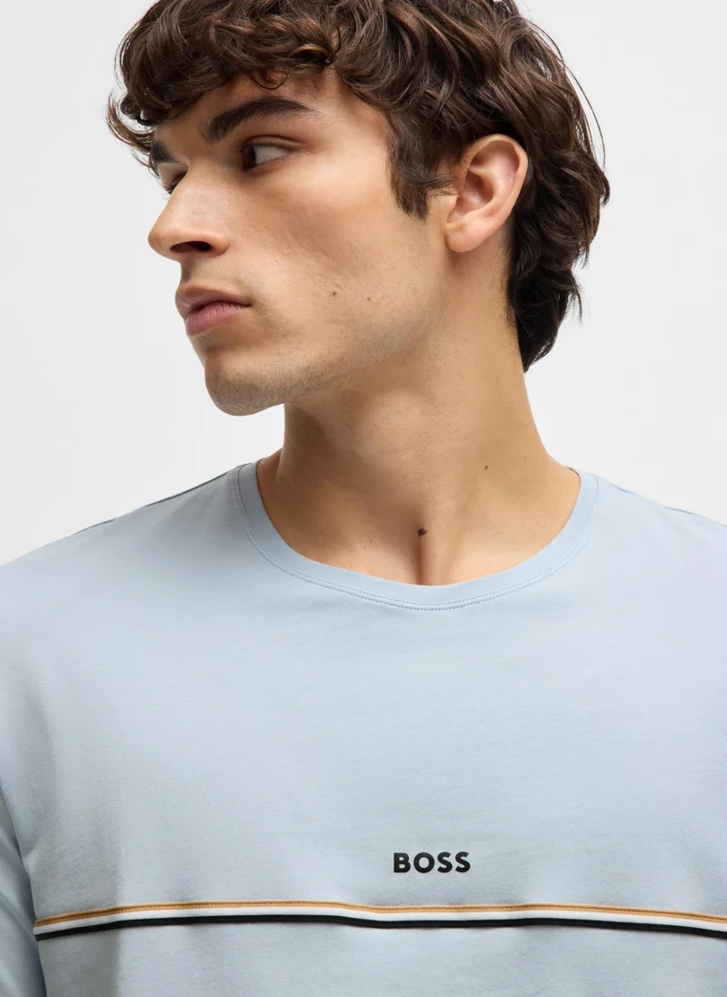 BOSS Stretch-cotton pyjama T-shirt with logo print