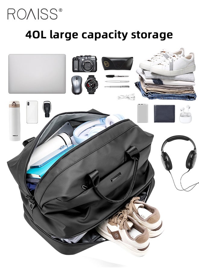 roaiss Large Capacity Luggage Crossbody Bag for Man Business Commuting Foldable Waterproof Multifunctional Fitness Sports Bag Mans Multi Compartment Design Travel Bag with Independent Shoe Compartment - Image 2