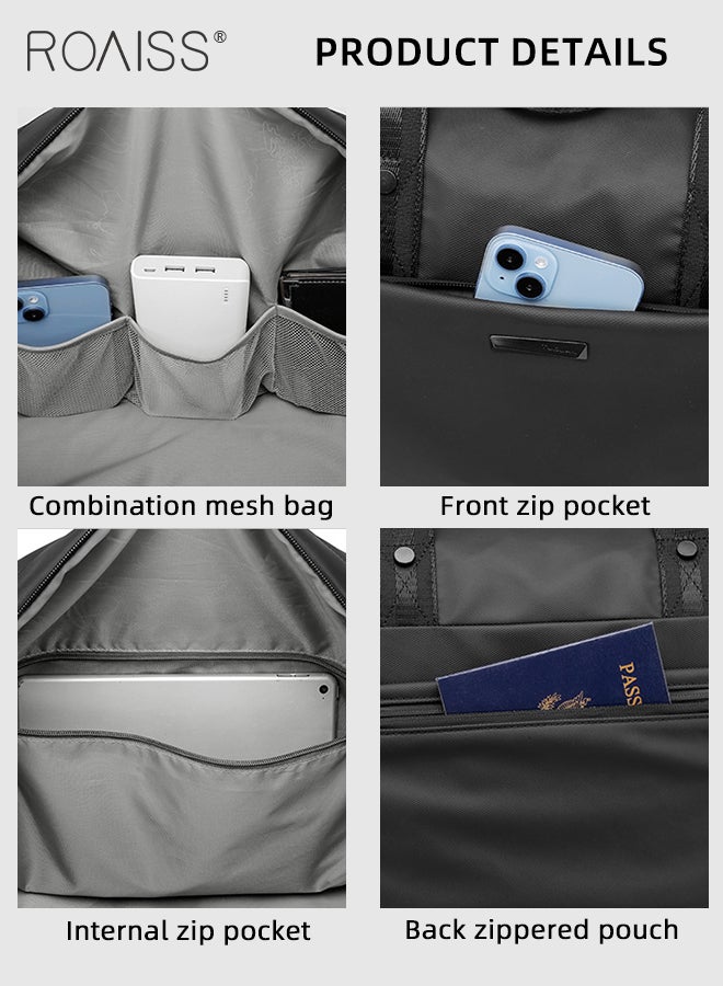 roaiss Large Capacity Luggage Crossbody Bag for Man Business Commuting Foldable Waterproof Multifunctional Fitness Sports Bag Mans Multi Compartment Design Travel Bag with Independent Shoe Compartment - Image 5