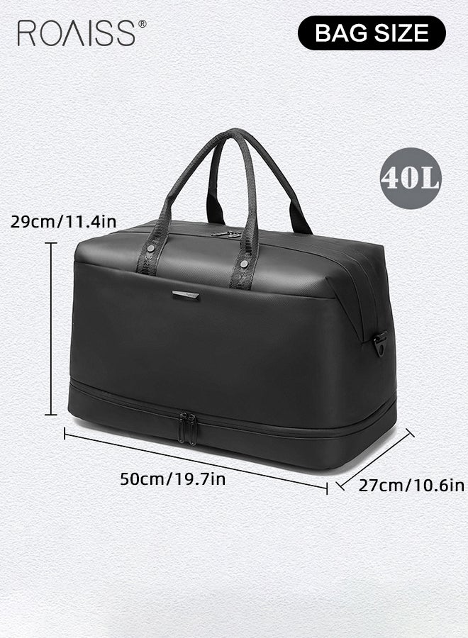roaiss Large Capacity Luggage Crossbody Bag for Man Business Commuting Foldable Waterproof Multifunctional Fitness Sports Bag Mans Multi Compartment Design Travel Bag with Independent Shoe Compartment - Image 4