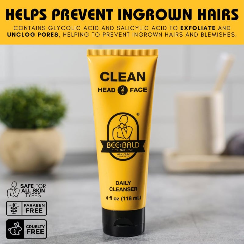 Bee Bald CLEAN Daily Head & Face Cleanser, Refreshes and Thoroughly Washes, Premium Bald Head Care for Men and Women, 4 fl Oz - Image 3
