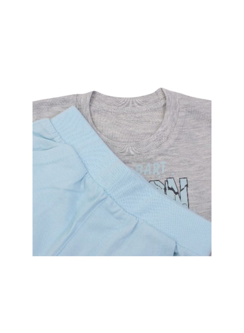 دريم بيجاما قطنية قصيرة الأكمام للأولاد - لون أزرق مائي ورمادي بطبعة جزئية لشخصية سيمبسون - Image 3