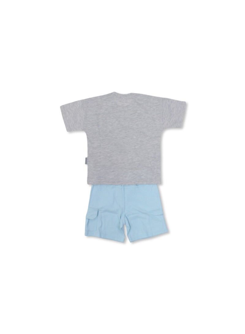 دريم بيجاما قطنية قصيرة الأكمام للأولاد - لون أزرق مائي ورمادي بطبعة جزئية لشخصية سيمبسون - Image 2