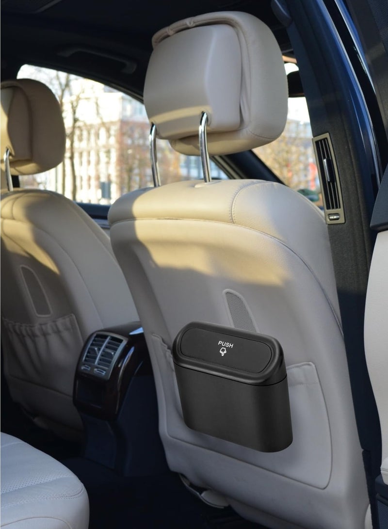 Zikra Mini Car Trash Can with Lid, 2pc Small Car Trash Bin, Car for Interior, Leakproof Car Garbage Can, Dustbin Can Organizer Storage for Car, Home, Office with 2 Hooks and 30pcs Trash Bags Black BK-2 - Image 5
