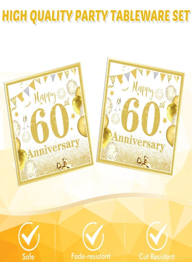 DURYGEN 40PCS Gold Birthday Decorations 60th Theme Birthday Party Tableware1965 Party Supplies 60 Year Old Birthday Party Decorations Plates Napkins for Cheers to 60 Years Wedding Anniversary Party Supplies - Image 4