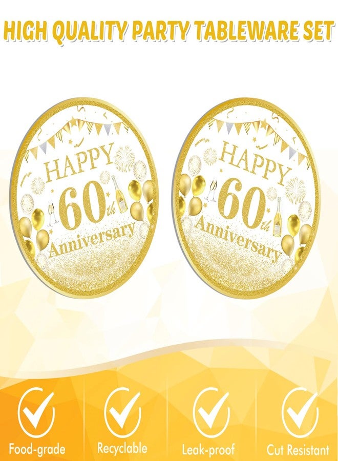 DURYGEN 40PCS Gold Birthday Decorations 60th Theme Birthday Party Tableware1965 Party Supplies 60 Year Old Birthday Party Decorations Plates Napkins for Cheers to 60 Years Wedding Anniversary Party Supplies - Image 3