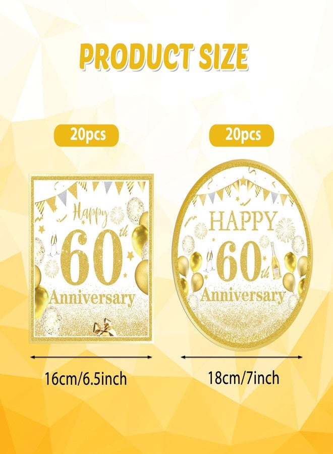 DURYGEN 40PCS Gold Birthday Decorations 60th Theme Birthday Party Tableware1965 Party Supplies 60 Year Old Birthday Party Decorations Plates Napkins for Cheers to 60 Years Wedding Anniversary Party Supplies - Image 2