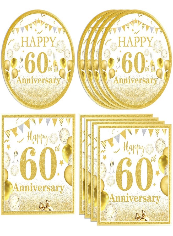 DURYGEN 40PCS Gold Birthday Decorations 60th Theme Birthday Party Tableware1965 Party Supplies 60 Year Old Birthday Party Decorations Plates Napkins for Cheers to 60 Years Wedding Anniversary Party Supplies - Image 1