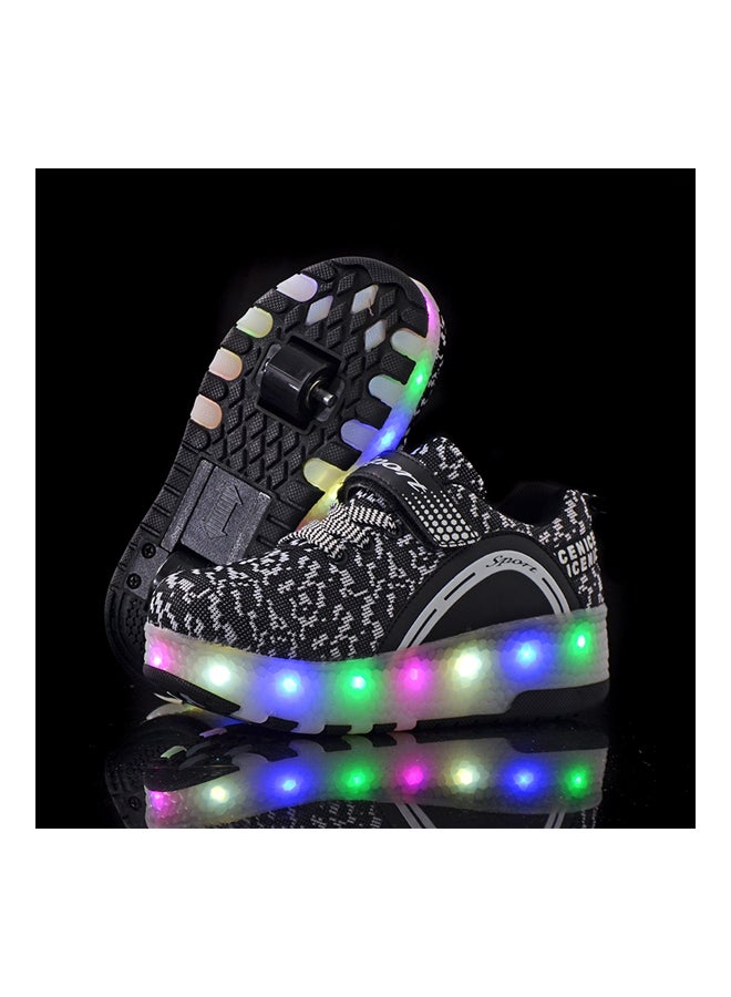 Loquat LED Flashing Wheeled Low Top Sneakers Black/White - Image 2